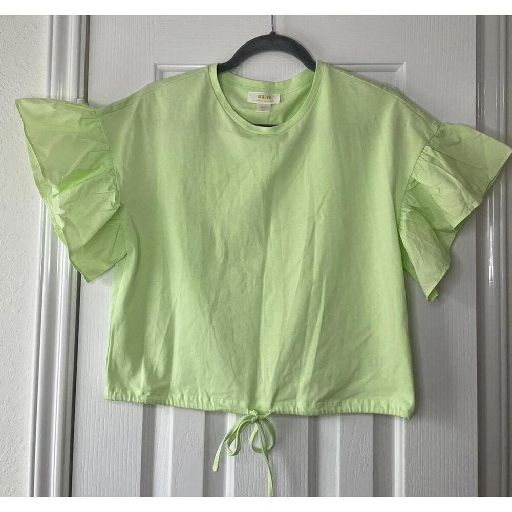 Anthropologie Women’s Ruffled Drop Shoulder Top Sz Small